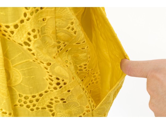 Nanette Lepore Adorable Yellow Cotton Eyelette Cap Sleeve Dress, Size 4