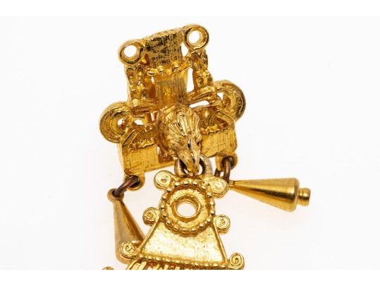 Judith Leiber Fabulous Vintage Gold Tone Fringed Doorknocker Drop Earrings