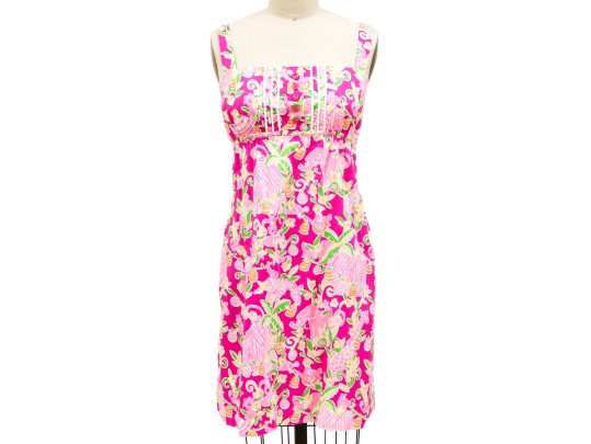 Lilly Pulitzer Fun Hot Pink Floral Tank Dress, Size 4