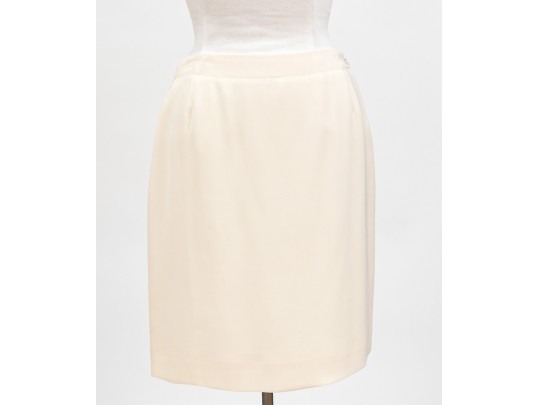 Calvin Klein/Bergdorf Goodman Beautiful Ivory Silk Skirt,  Size 10