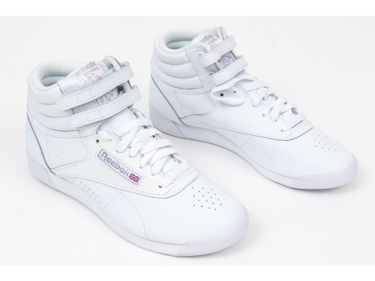 Reebok White Leather Classic Retro Velcro High Tops, Size 8