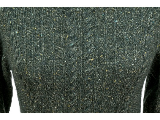 Oscar De La Renta Classic Grey Cable Knit Turtleneck Sweater, Size Small 