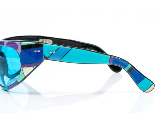 Emilio Pucci Handsome Blue, Green And Purple Acrylic Framed Sunglasses