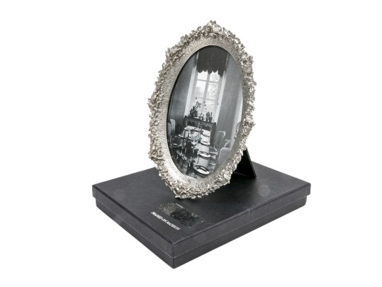 Framed On Madison Oval Silver Toned Flower Motif Frame, NIB