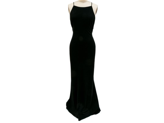 Andrea Polizzi Elegant Black Gathered Floor Length Sleeveless Dress, Size 4