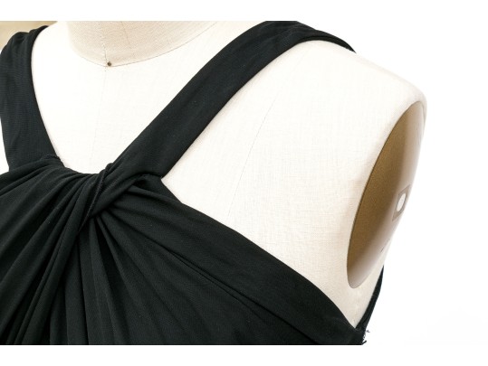 Diane Von Furstenburg Refined Floor Length Black Gathered Sleeveless Dress, Size 6