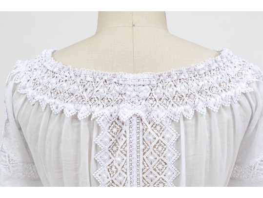 Charo Ruiz, Ibiza, Lovely White Cotton Lace Edged Maxi Dress, Size M