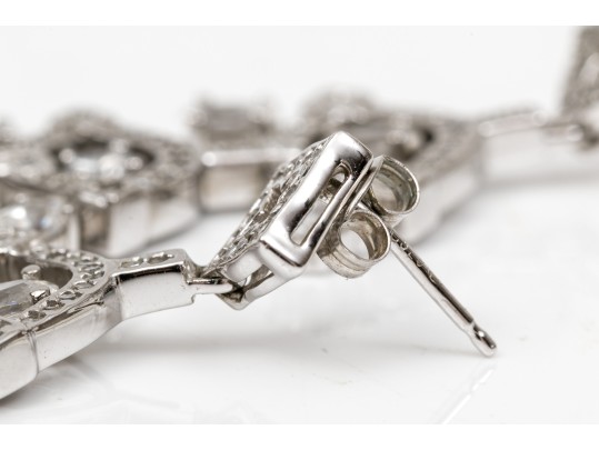 Shimmering Sterling And White Zirconia Chandelier Earrings