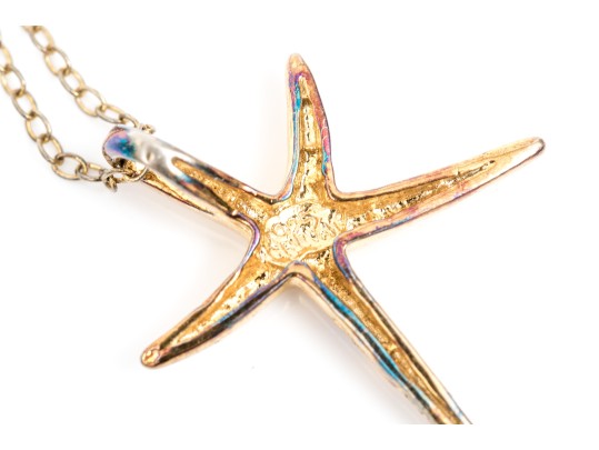 Two Stylish Vermeil Sterling Pendant Necklaces
