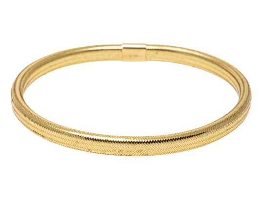 14k Yellow Gold Very Light Delicately Spun Gold Slip On Bangle Bracelet