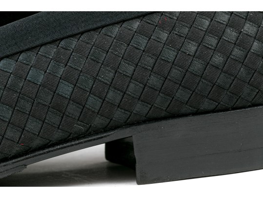 Bally Handsome Black Basketweave Fabric Loafers, Size 7 M
