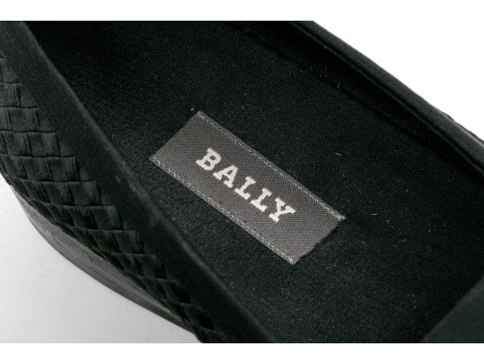 Bally Handsome Black Basketweave Fabric Loafers, Size 7 M
