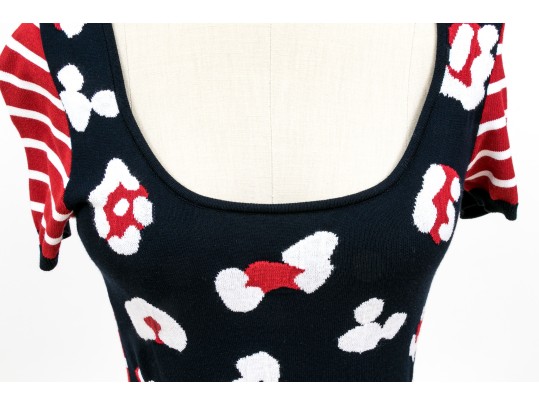 Valentino Red Fun Blue, Red And White Nautical Jumper Style Dress, Size S