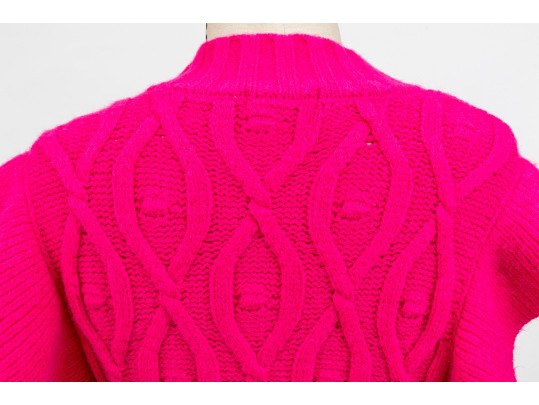 Robertson Rodeo Hot Pink Cable Knit Cap Sleeve Sweater, Size Medium