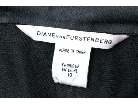 Diane Von Furstenburg Stunning Sleeveless Black Silk Sheath Dress, Size 10