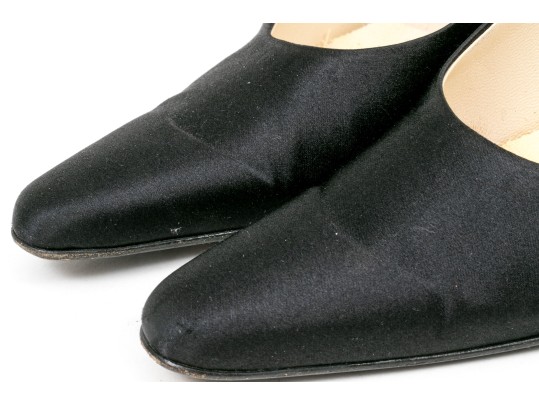 Prada Chic Black Satin Pumps, Size 37 1/2