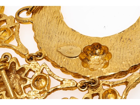 Impressive Bold Gold Tone Ganesh Motif Bib Necklace