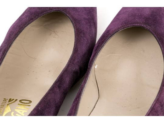 Salvatore Ferragamo Striking Purple Suede Pumps, Size 10B