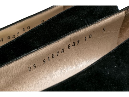 Salvatore Ferragamo Classic Black Suede Pumps, Size 10B