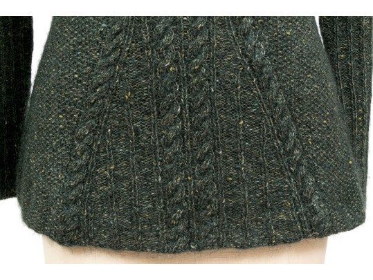 Oscar De La Renta Classic Grey Cable Knit Turtleneck Sweater, Size Small 