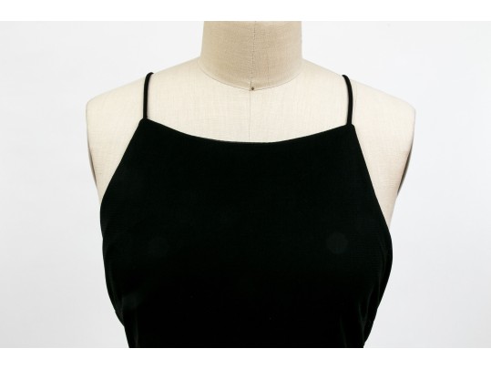 Andrea Polizzi Elegant Black Gathered Floor Length Sleeveless Dress, Size 4