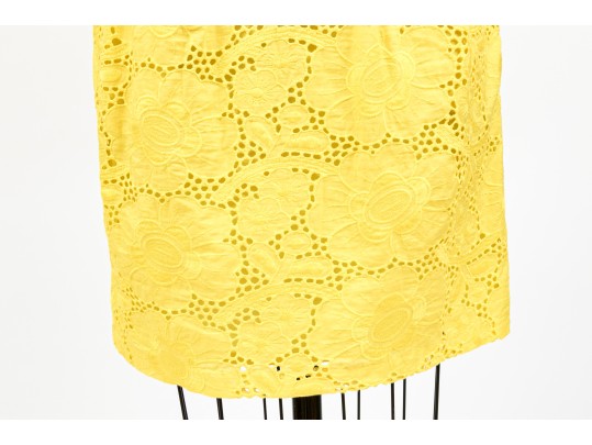 Nanette Lepore Adorable Yellow Cotton Eyelette Cap Sleeve Dress, Size 4