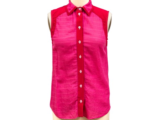 Veronica Beard Pretty Dark Pink Cotton And Silk Sleeveless Blouse,  Size 0