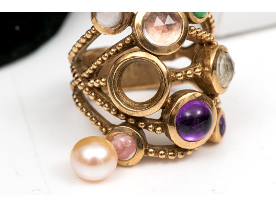 Artistic Stephen Dweck Quartz And Amethyst Ring, Size 7