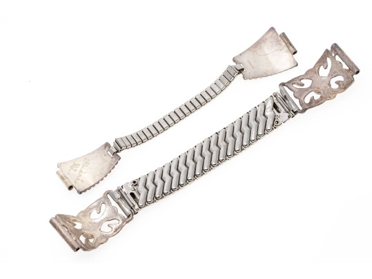 Lot Of Two Southwestern Sterling Silver Ended Expansion Style Watch Bands