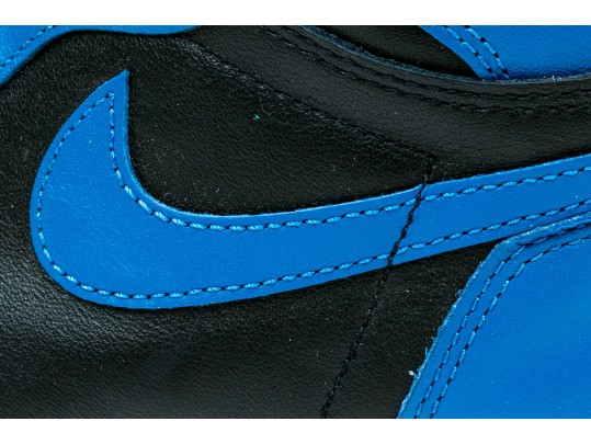 Nike Chic Leather High Top Air Jordans, Black, Blue, White, Size 11