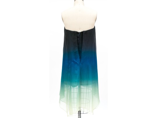 Halston Stunning Blue To Green Ombre Chiffon Sleeveless Dress, Size 4