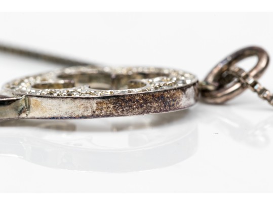 Sterling And Zirconia Key Pendant Necklace