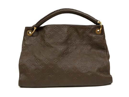 Louis Vuitton Beautiful Brown Taupe Embossed Leather Hobo Bag