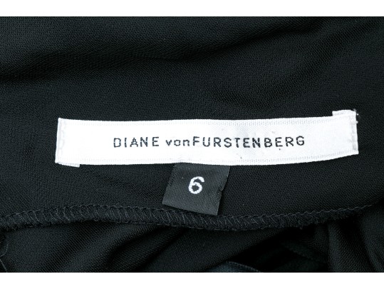 Diane Von Furstenburg Refined Floor Length Black Gathered Sleeveless Dress, Size 6