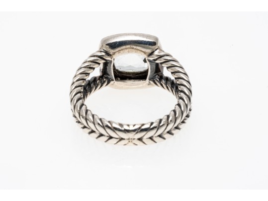 David Yurman Pretty Split Twisted Shank, Aquamarine And Diamond Ring, Size 4.75