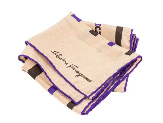 Salvatore Ferragamo Striking Vintage Logo Striped Silk Scarf