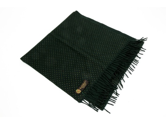 Loro Piana Striking Dark Green And Beige Polka Dot Cashmere Scarf