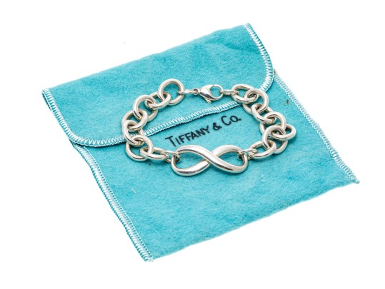 Tiffany & Co. Sterling Silver Handsome Infinity Link Center Polished Link Bracelet