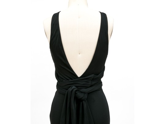 Diane Von Furstenburg Refined Floor Length Black Gathered Sleeveless Dress, Size 6