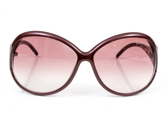 Roberto Cavalli Striking Burgundy Patterned Arm Acrylic Oversized Sunglasses