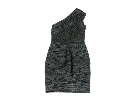 Hervé Léger Striking Black One Shoulder Sheath Dress, Size XS