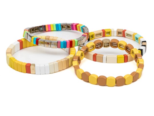 Four Colorfully Beaded Stretch Roxanne Assoulin Bracelets, Retail Approx $300