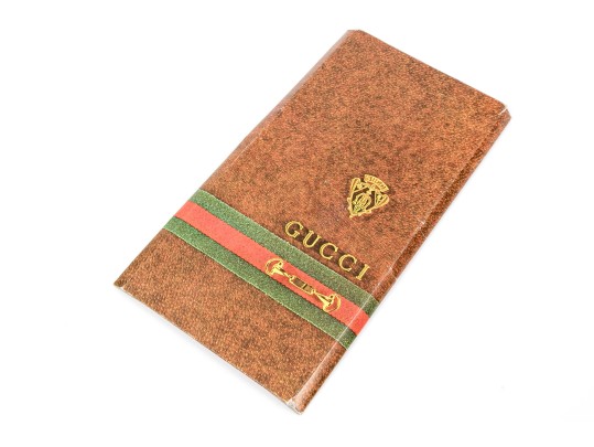 Gucci Vintage New Old Stock Floral Butterfly Cotton Neck Scarf, Green, With Packaging