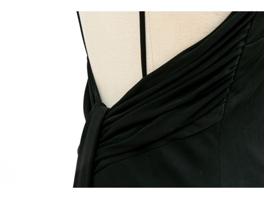 Andrea Polizzi Elegant Black Gathered Floor Length Sleeveless Dress, Size 4