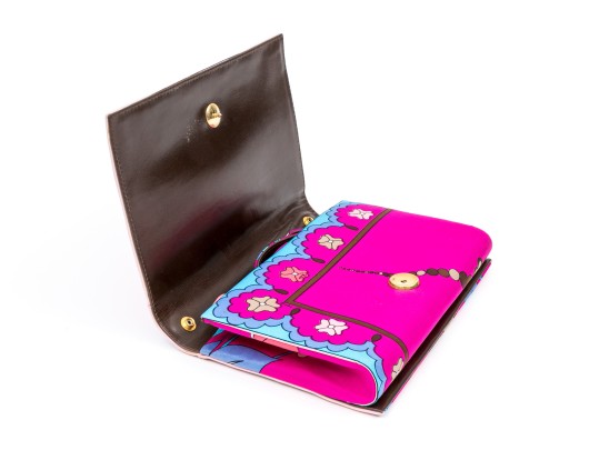 Emilio Pucci Beautiful Bold Floral Spray Motif Vintage Clutch/shoulder Bag