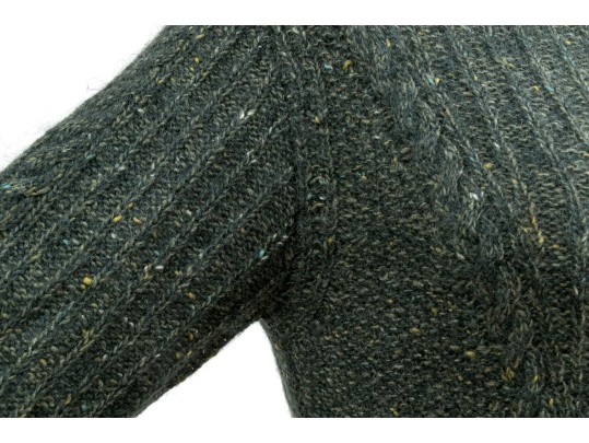 Oscar De La Renta Classic Grey Cable Knit Turtleneck Sweater, Size Small 