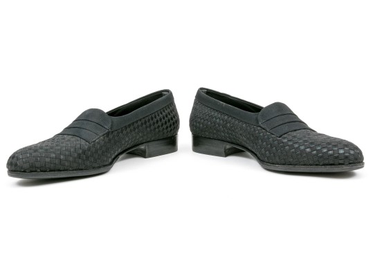 Bally Handsome Black Basketweave Fabric Loafers, Size 7 M