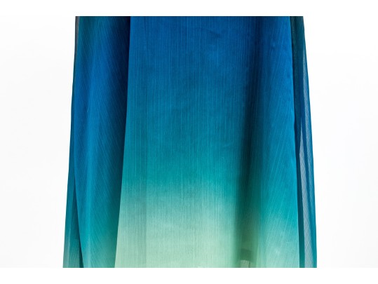Halston Stunning Blue To Green Ombre Chiffon Sleeveless Dress, Size 4