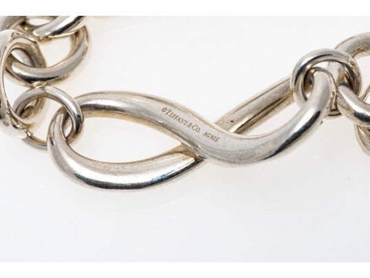 Tiffany & Co. Sterling Silver Handsome Infinity Link Center Polished Link Bracelet