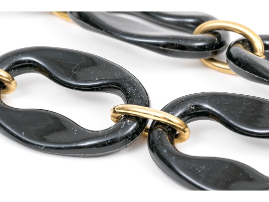 Pair Of Chic Vintage 70's Gucci Style Metal And Acrylic Link Belts